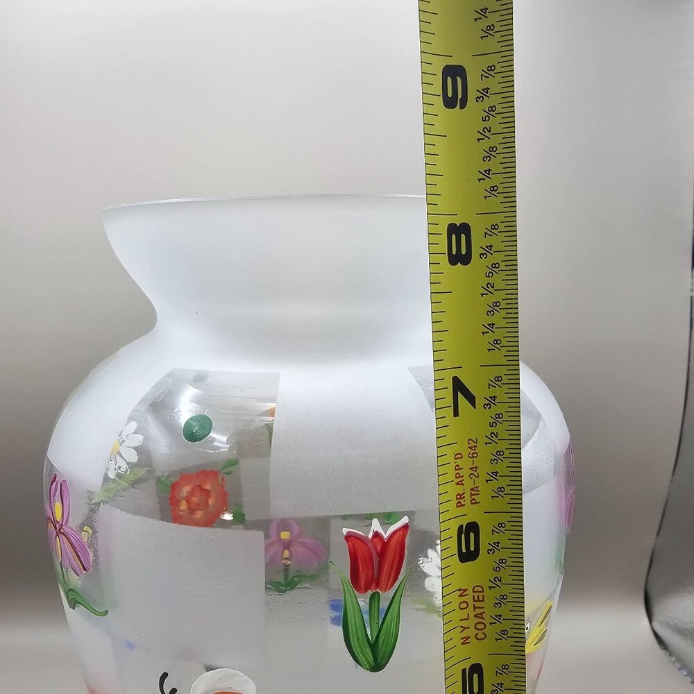 Lenox Nature's Splendor Handpainted Glass Vase Flowers Insects w/Box Signed - Picture 15 of 16